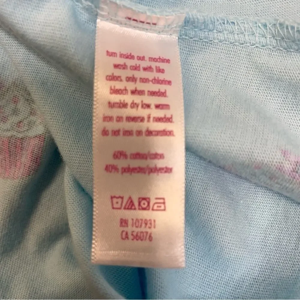 Cupcake Long Sleeve Graphic T-shirt Girls Size 8 baby blue pink tee